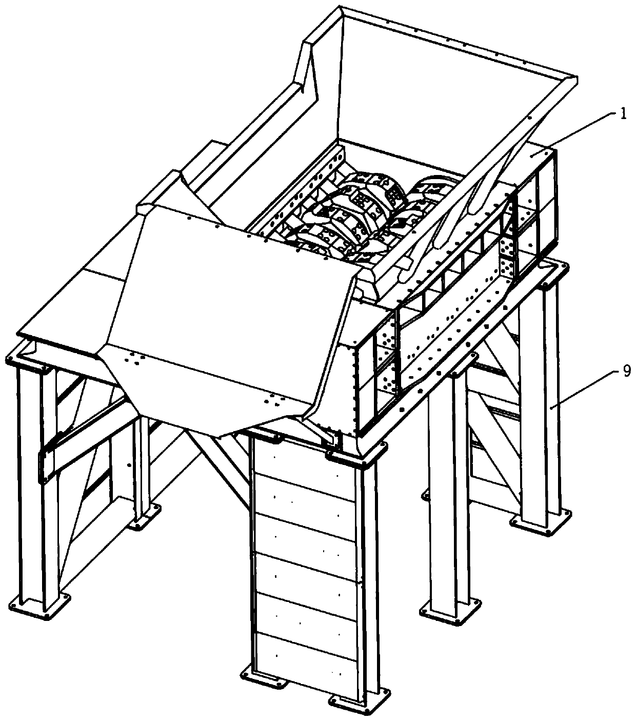 Dual-shaft unpacking and breaking device