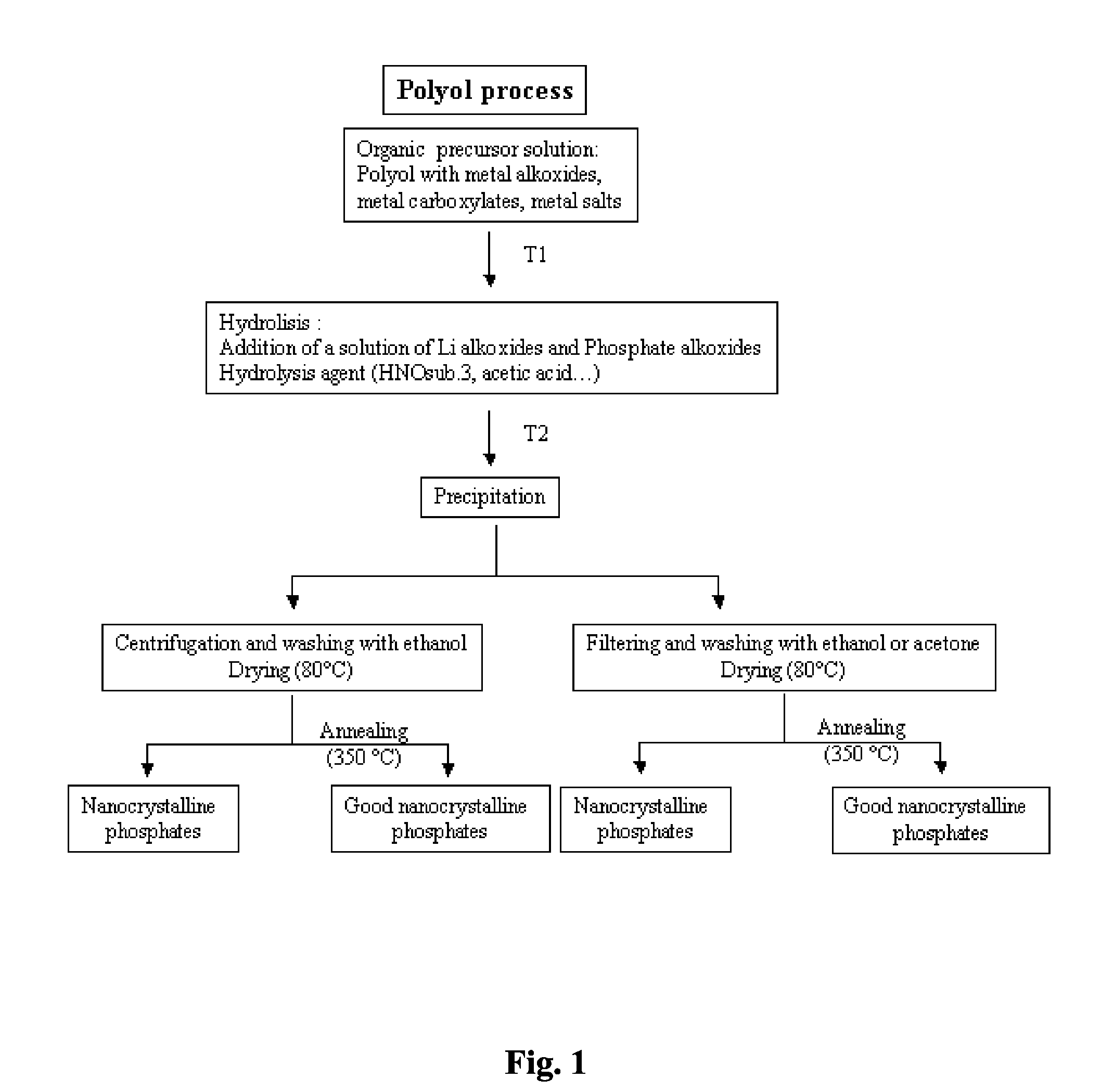 Synthesis of nanoparticles of lithium metal phosphate positive material for lithium secondary battery