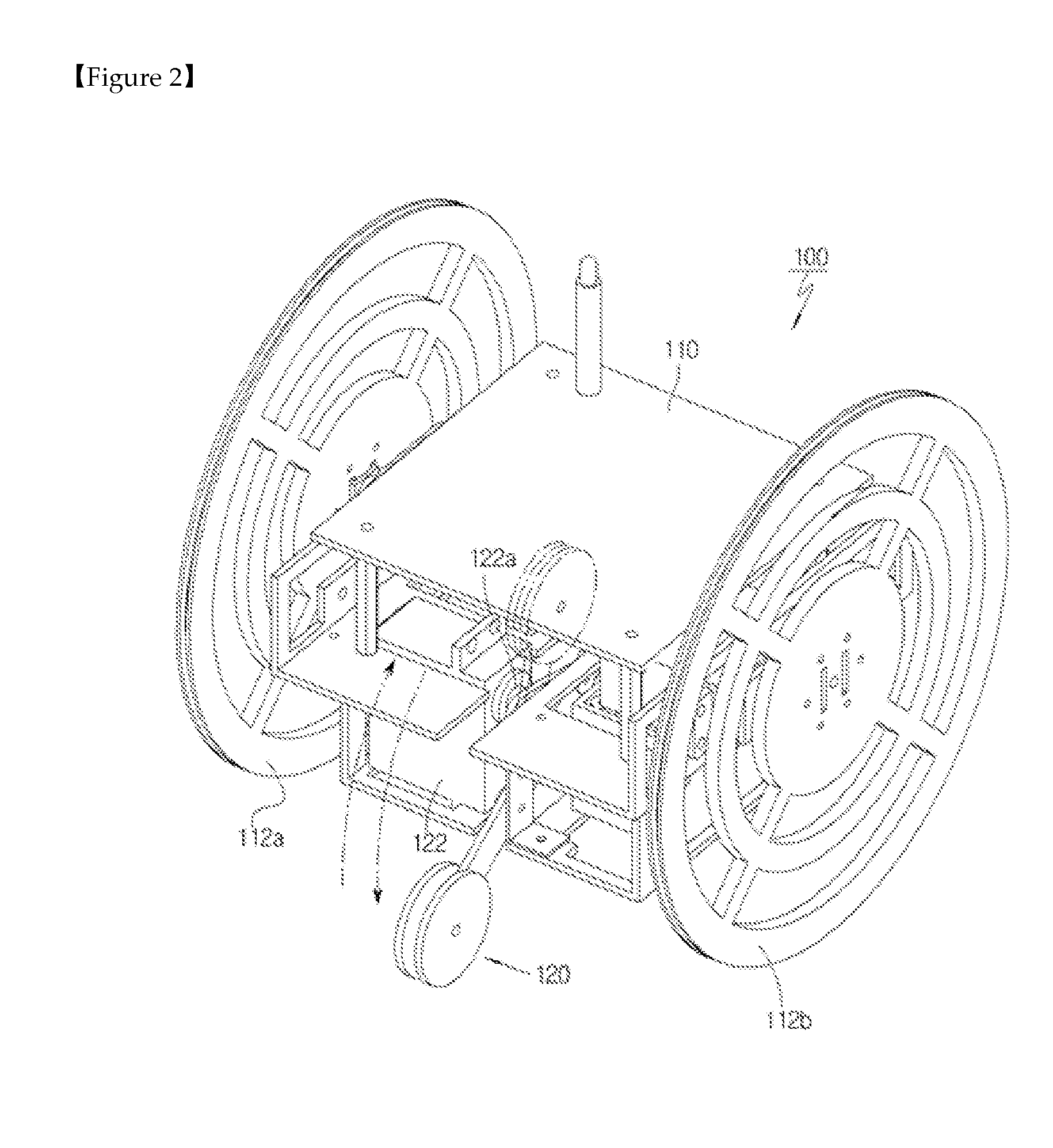 Small mobile robot with built-in auxiliary wheel for overcoming topography