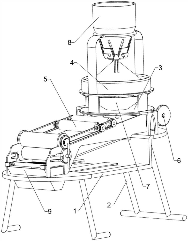 A raw material screening device for pet dry food production