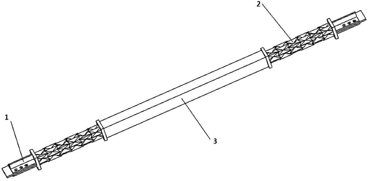 A buckling-inducing brace with variable-length pineapple-shaped inducing units at the end