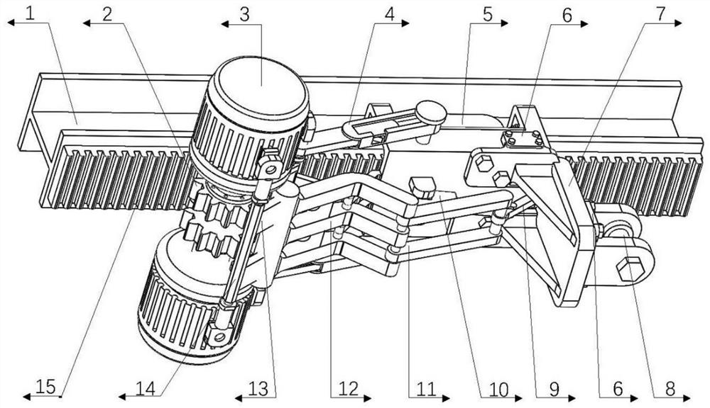 Monorail crane separable toothed rail driving device suitable for large gradient