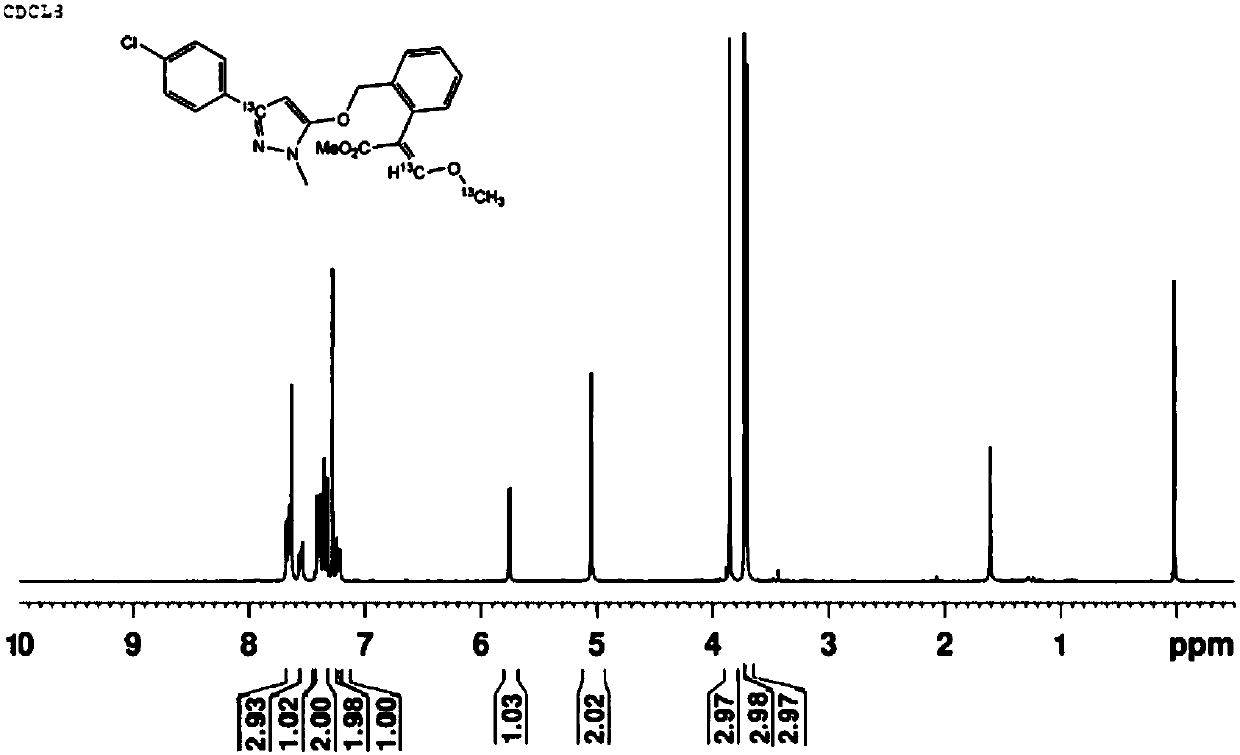 &lt;13&gt;C marked pyraoxystrobin and synthetic method thereof