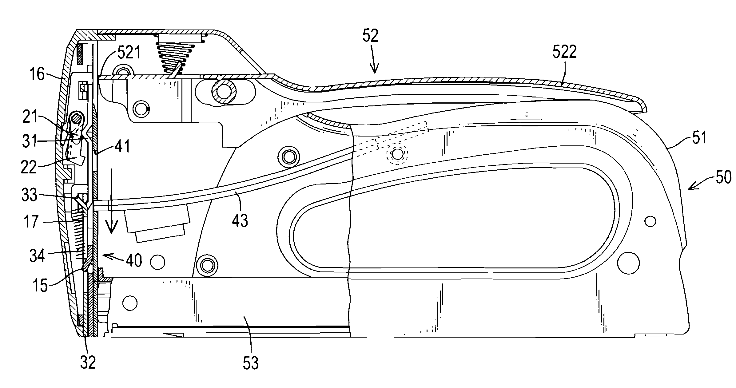 Latch assembly for a staple gun