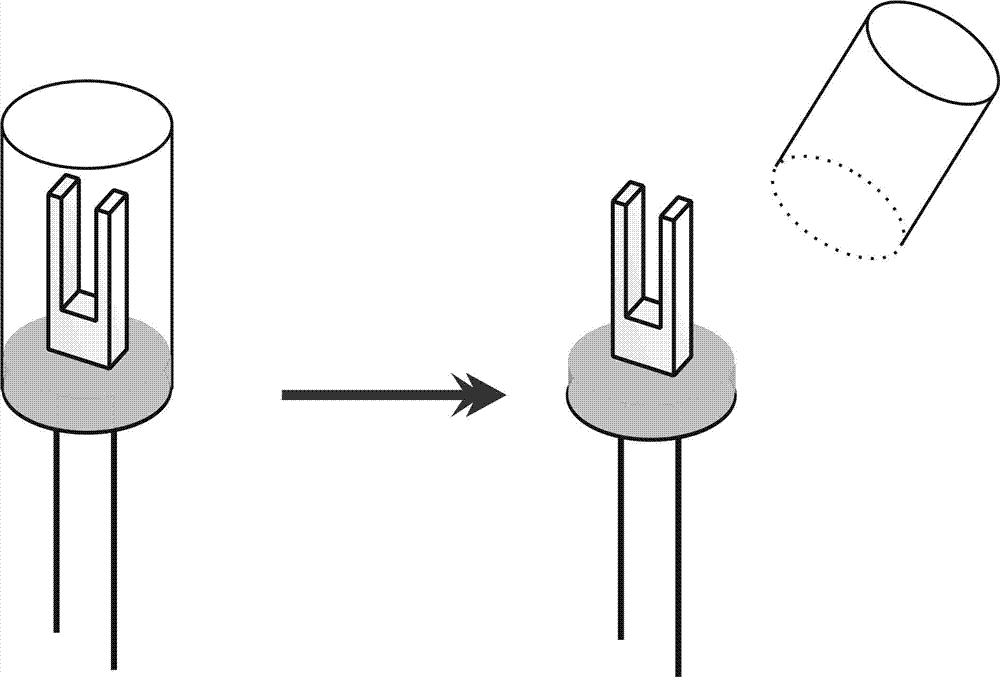 Tuning fork type quartz crystal oscillator resonant frequency measurement method based on optical excitation and device