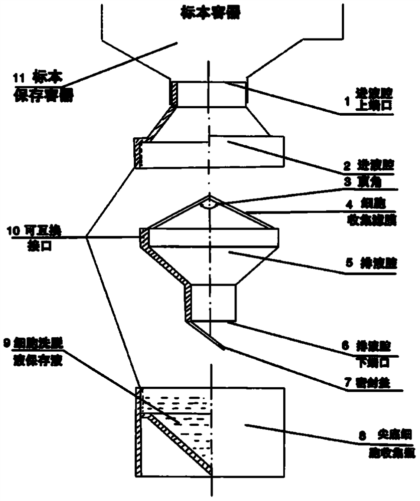 Device for conveniently collecting exfoliated cells in large amount of body fluids