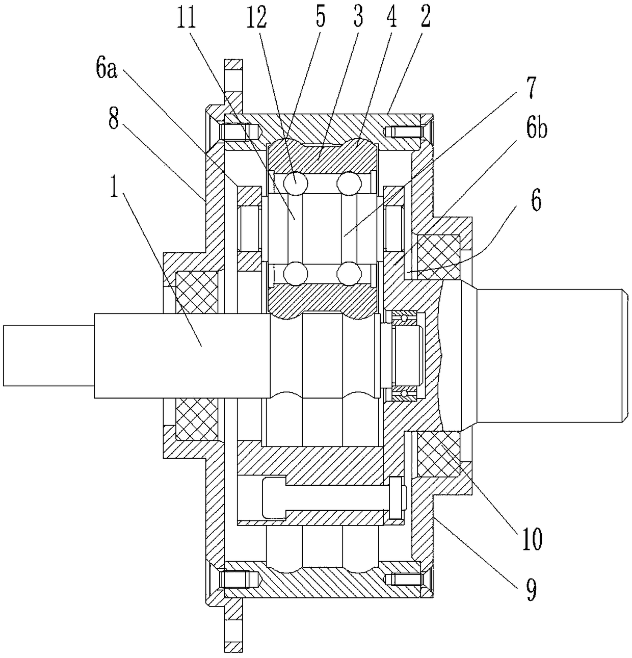 Multi-channel type planet traction transmission bearing type speed reducer