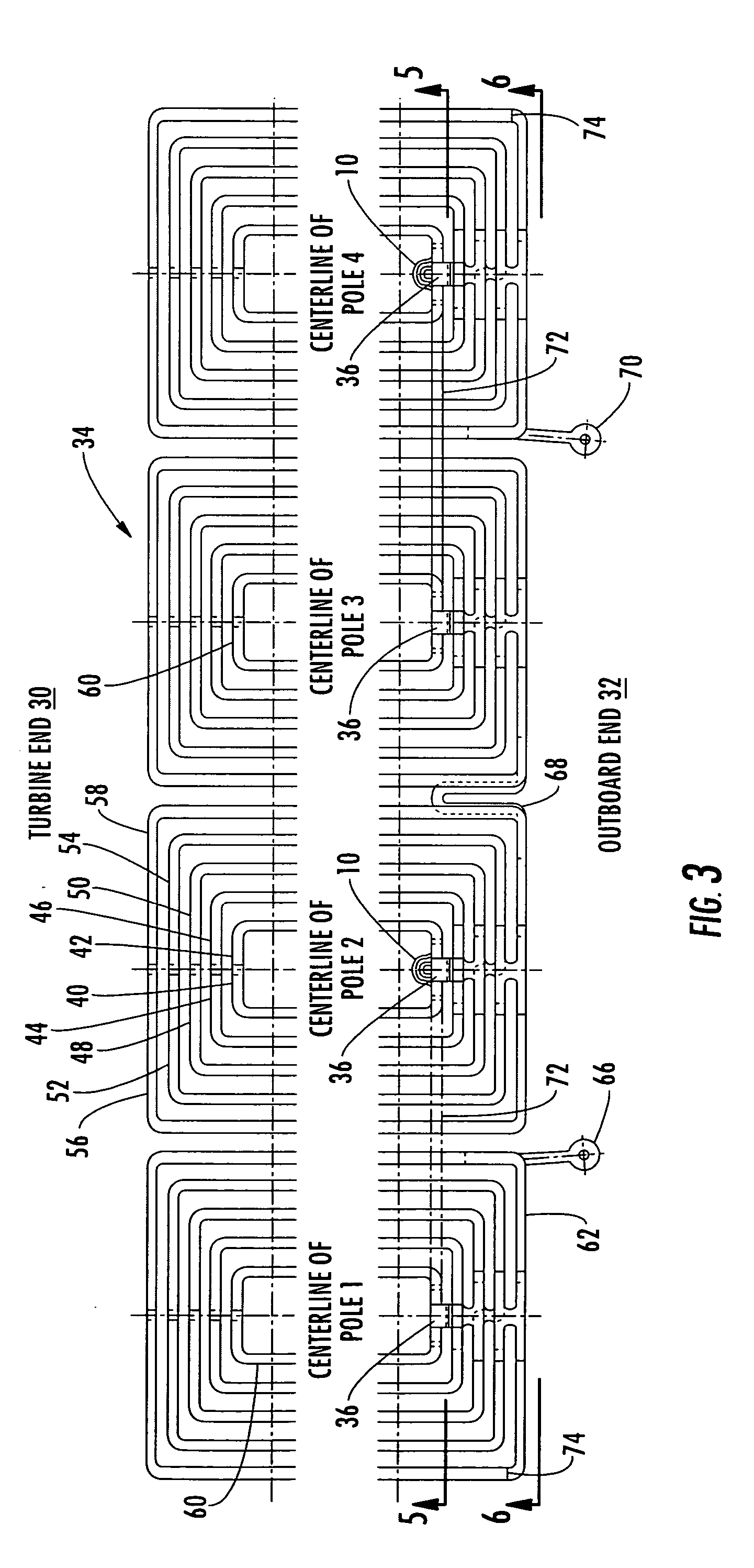 Flexible rotor pole crossover for a generator