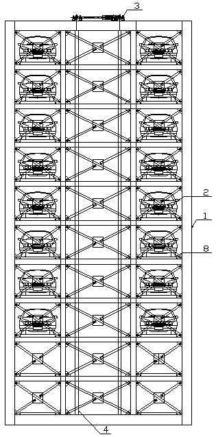 Automatic adjusting technique of switching from higher layer to lower layer of vehicle access tower base