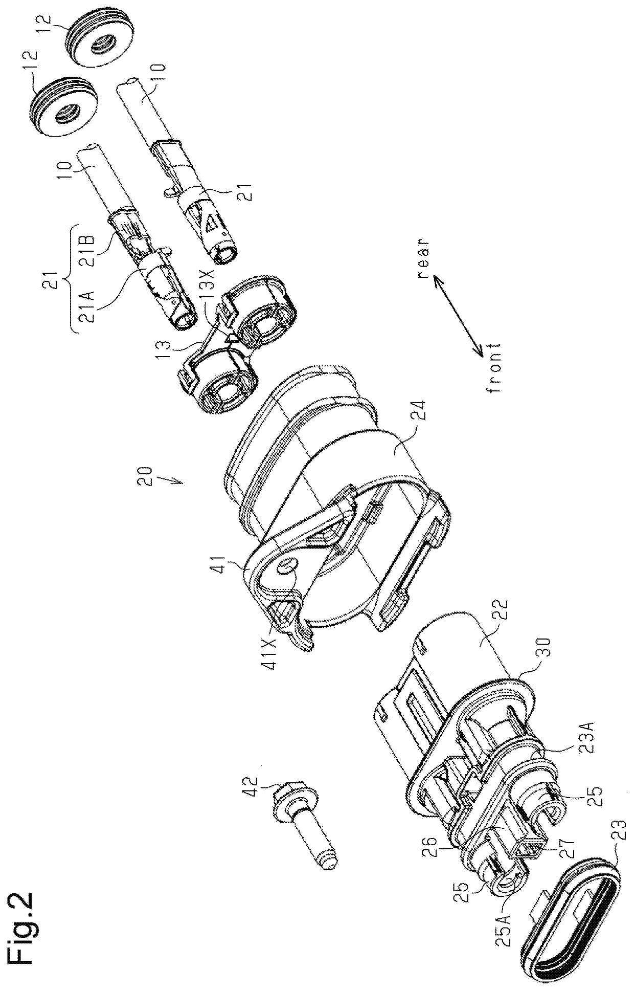 Connector and conduction path