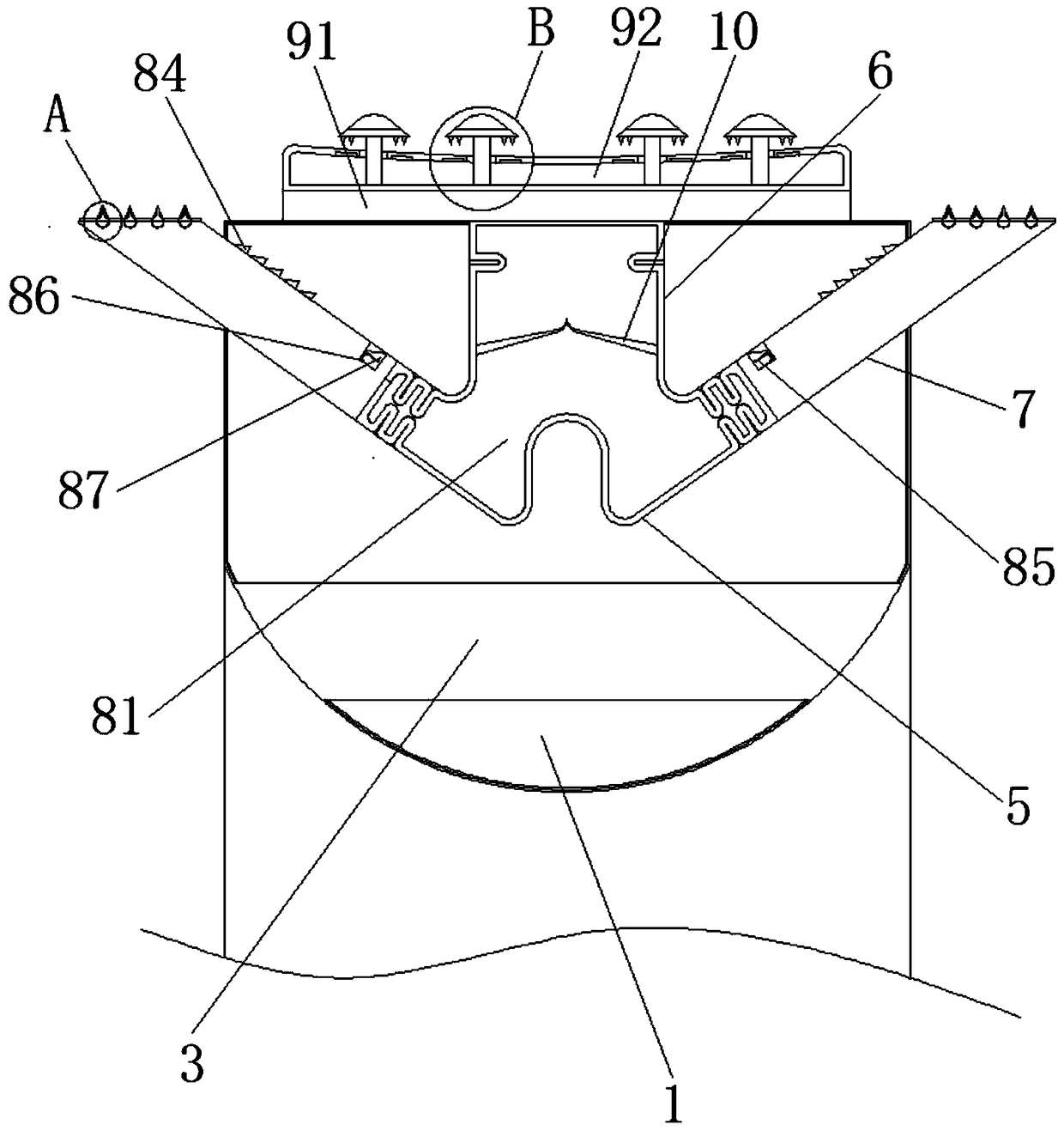 Active stress eliminating device for loose sand and gravel geology tunnel construction