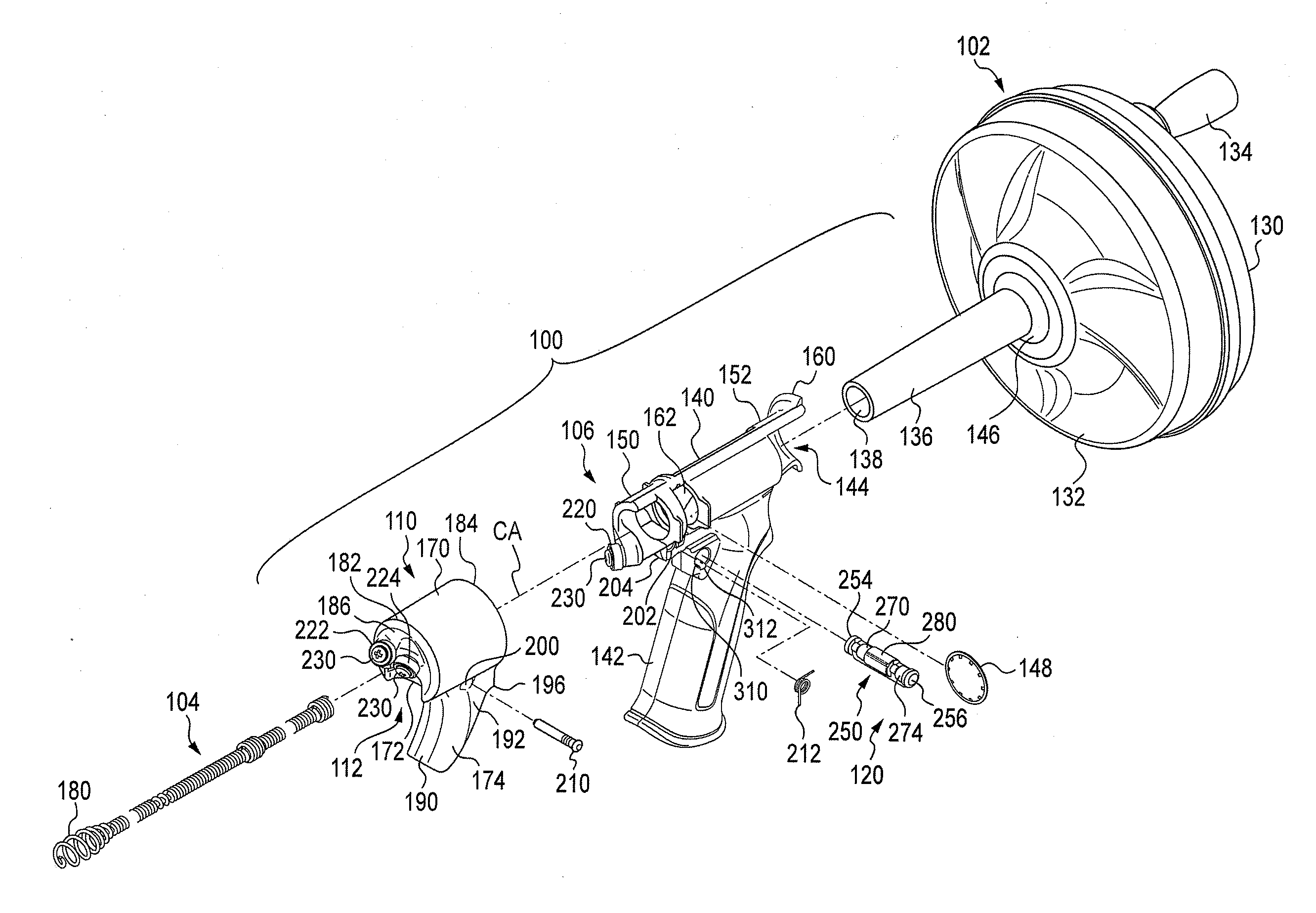 Feed control lock for hand operated drain cleaner