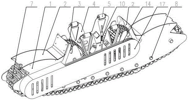 Tire-driven type tracked traveling device for snowfields