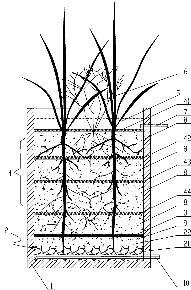 Method for treating wastewater in artificial wetland and wastewater treating device for implementing method