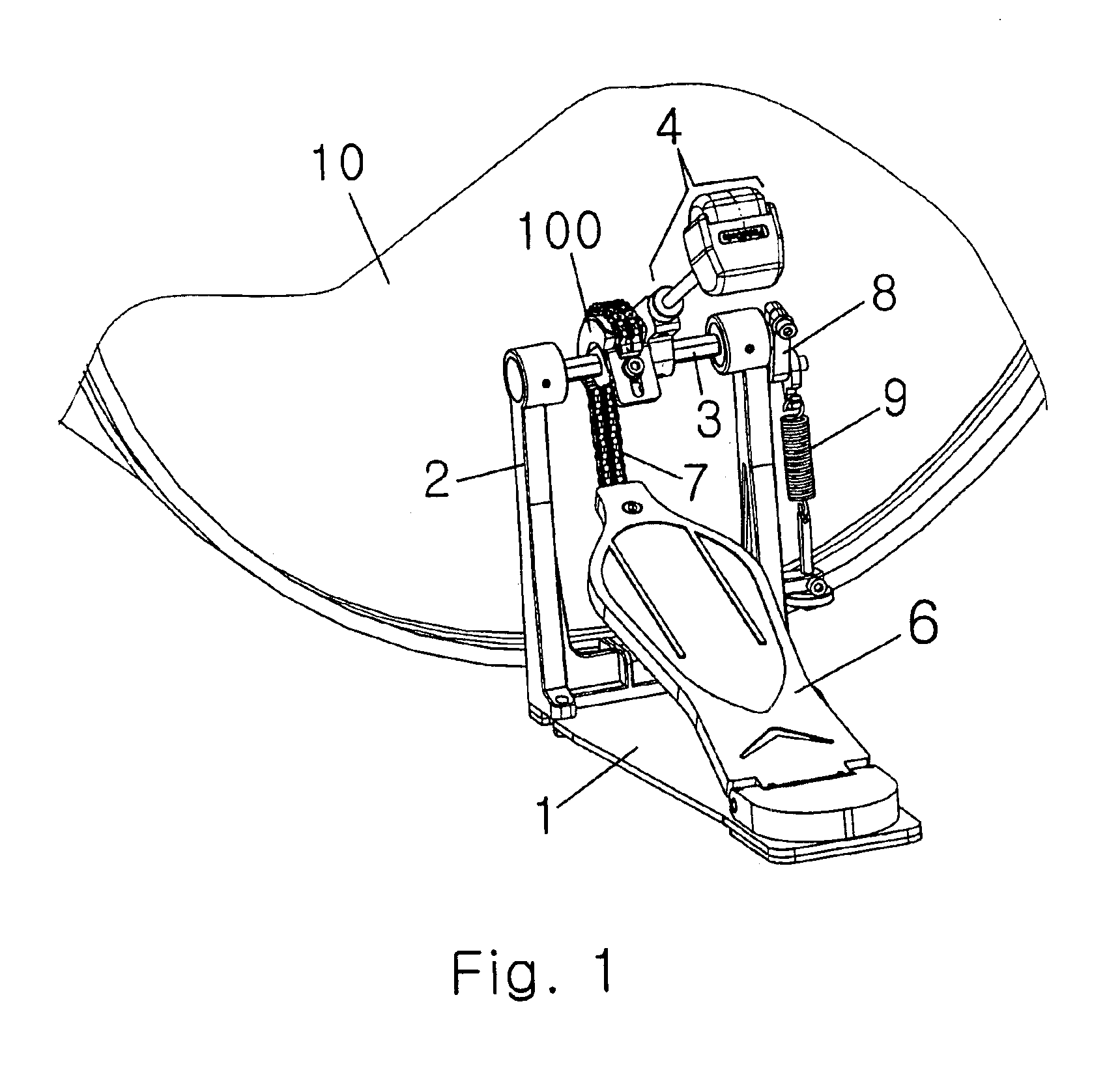 Bass drum pedal with eccentricity-adjustable cam system