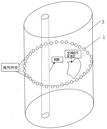 Device and method for ultrasonic detection of concrete column quality based on global transit time parameters