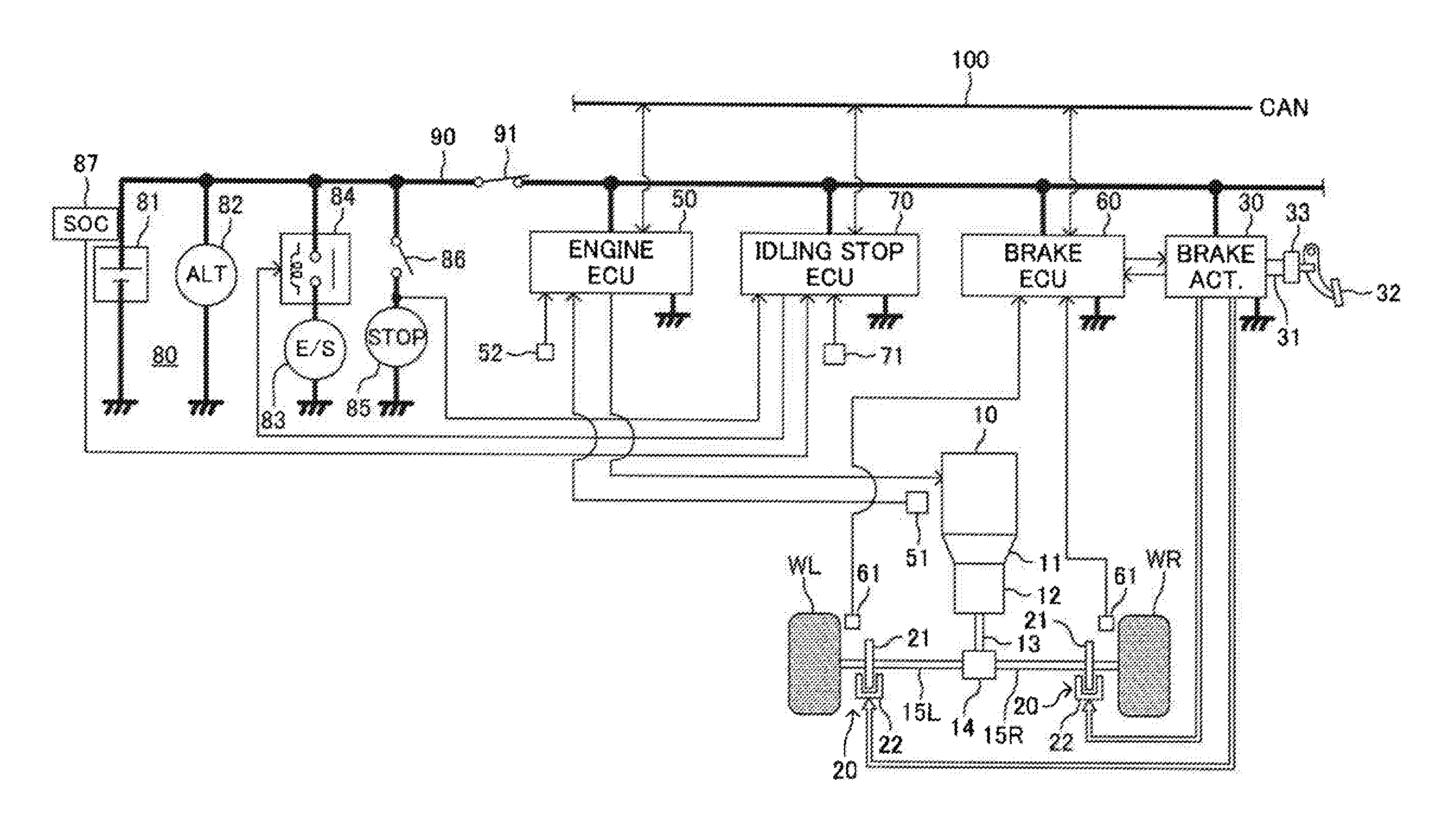 Idling stop control device