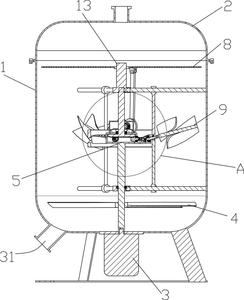 A rotary yaw high speed axial flow stirring robot