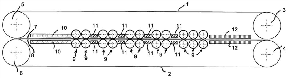 Device for pressing flat material