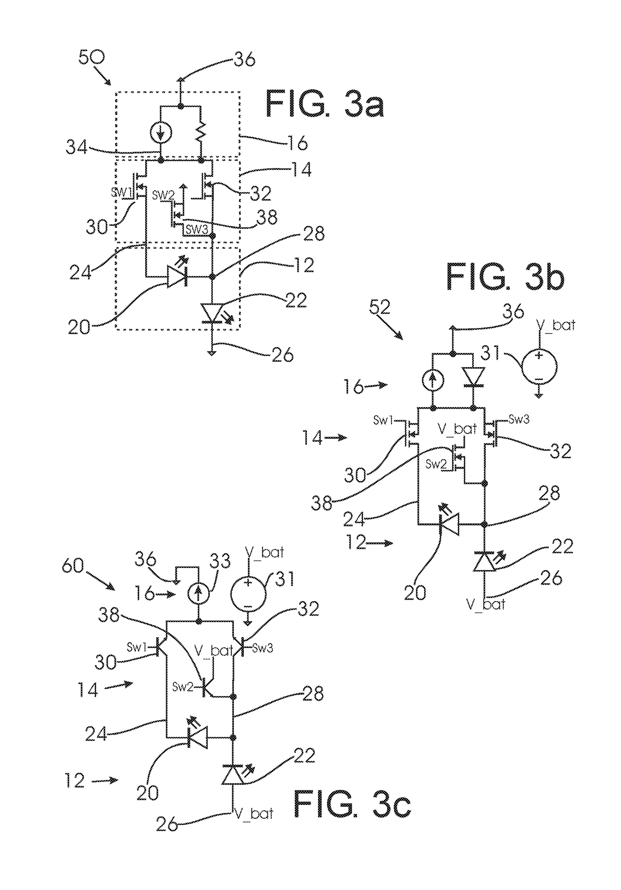 LED lighting circuit with controllable LED matrix