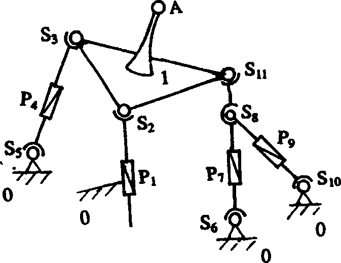 One-translation-three-rotation parallel mechanism for imaginary axis machine tool and measuring machine