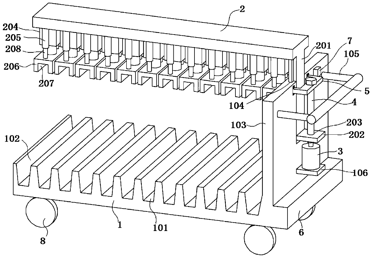 Adjustable transfer trolley for intelligent blackboard production