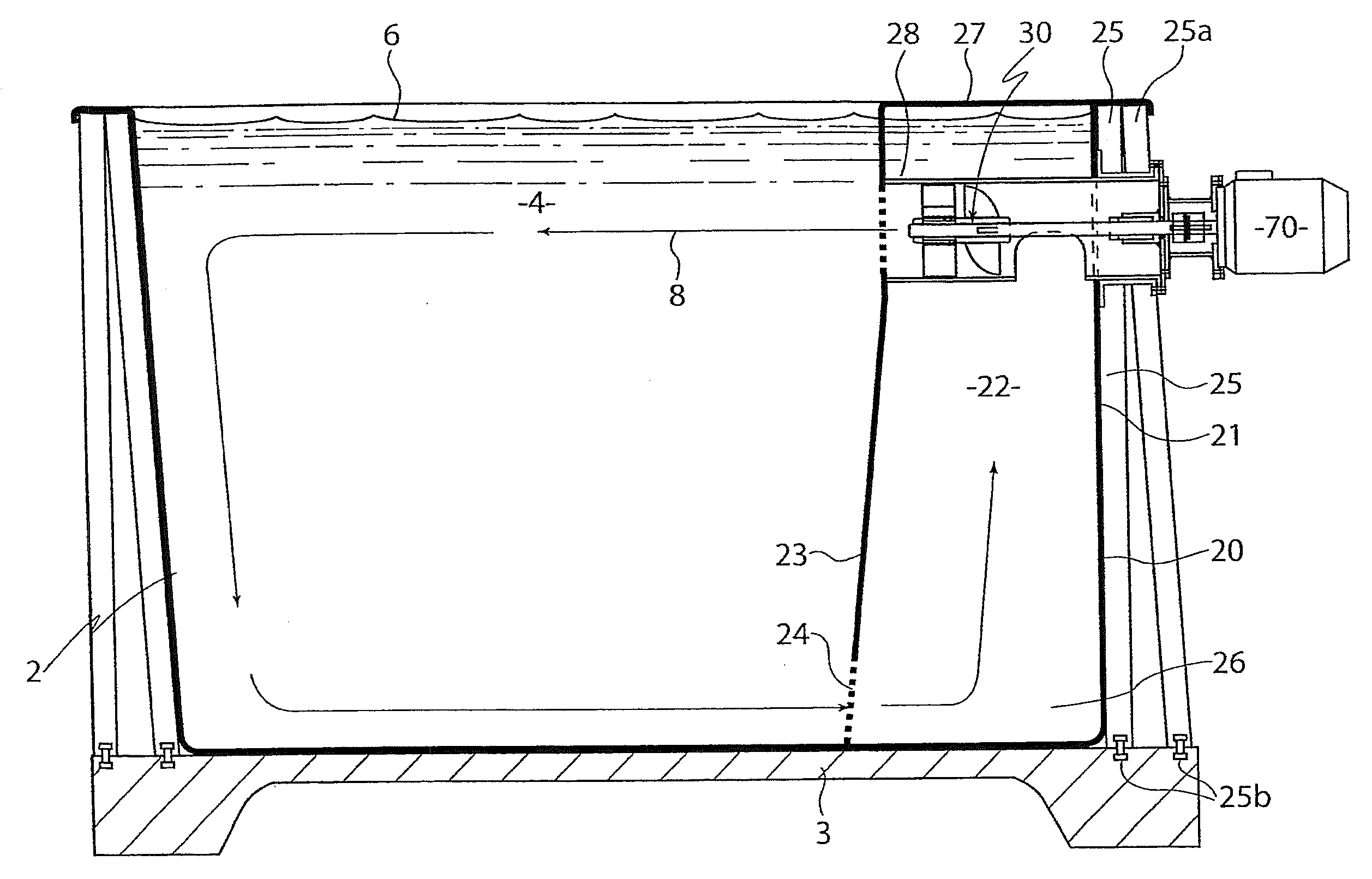 Apparatus for generating a current in a pool