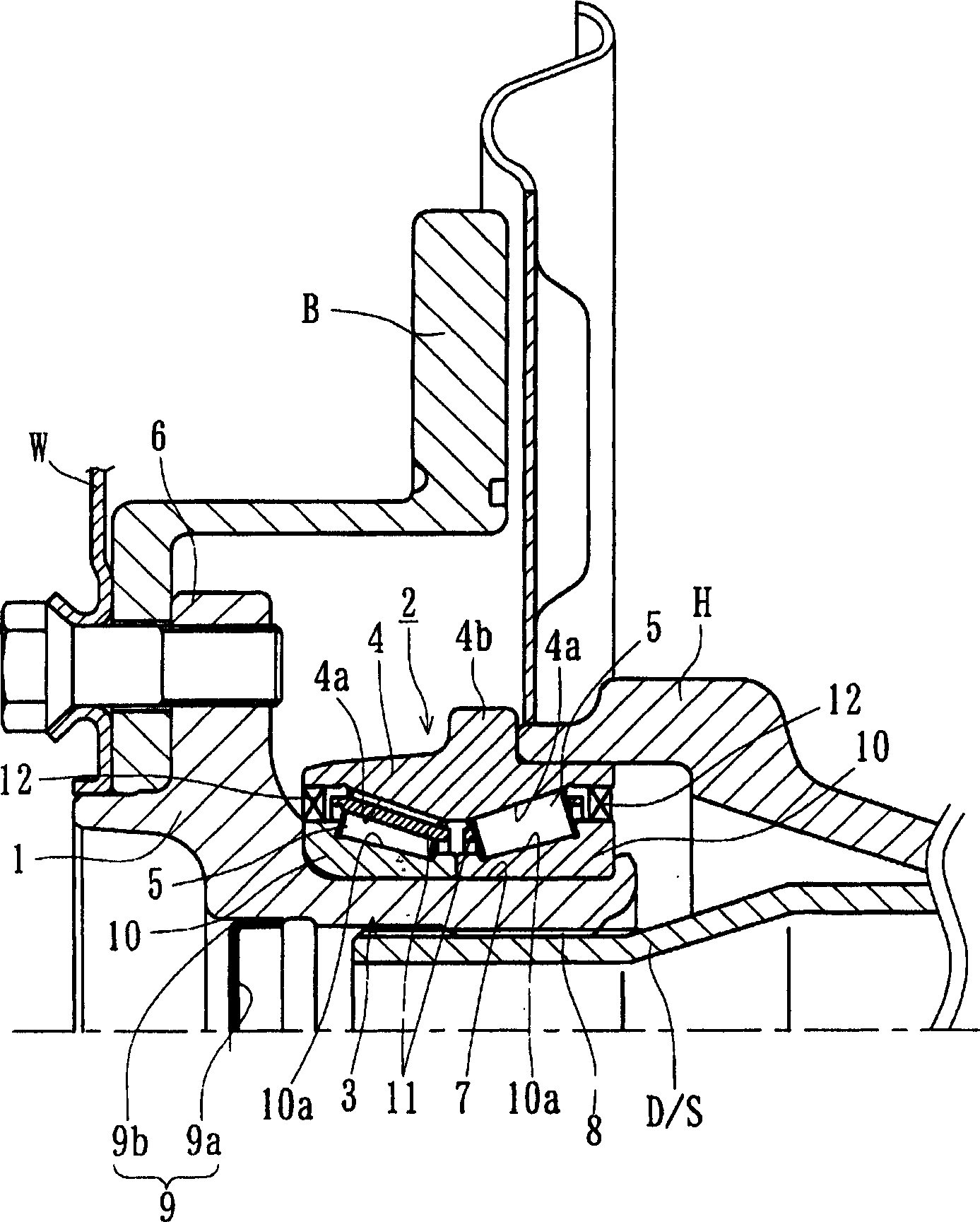 Bearing device for wheel