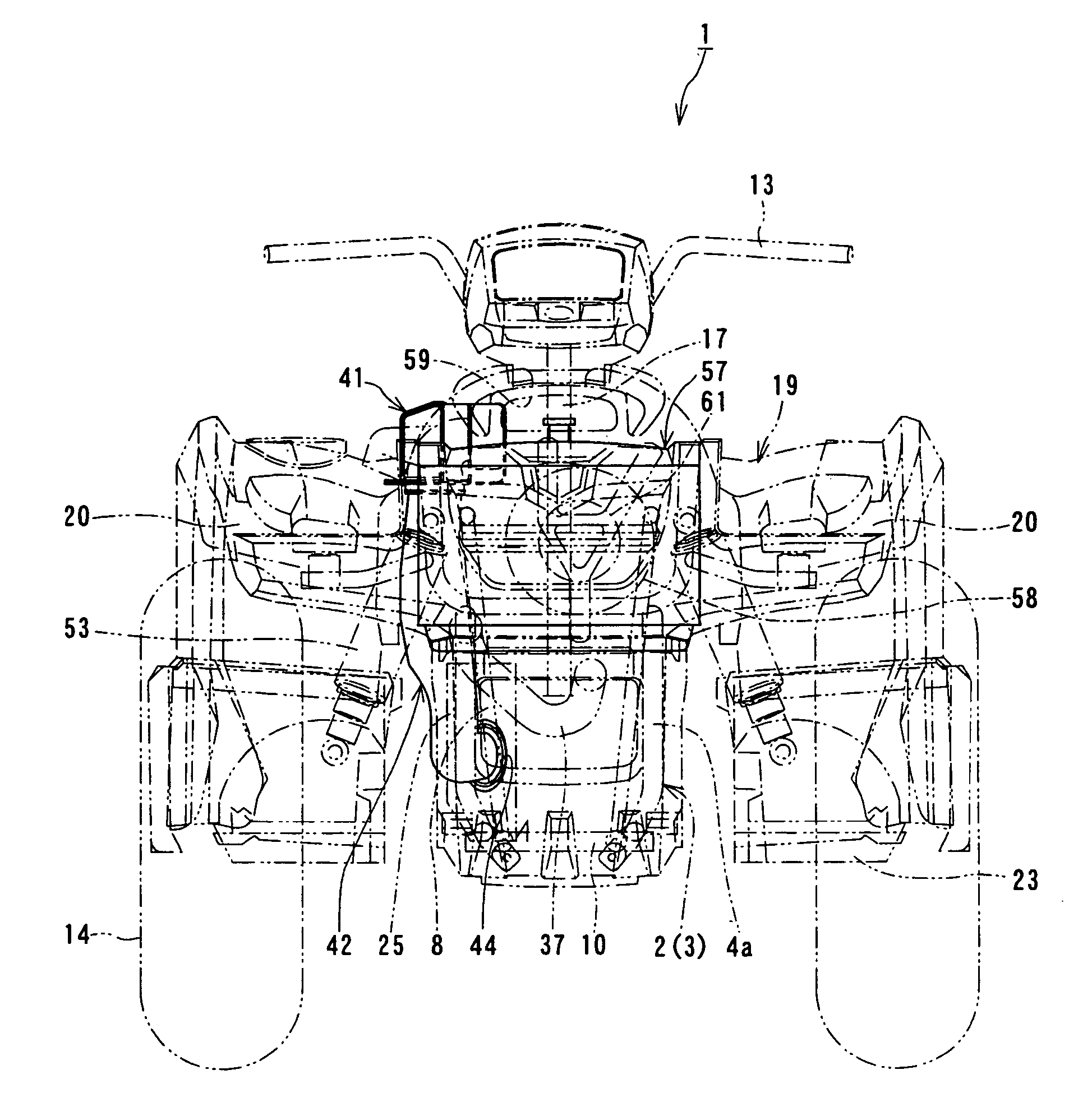 Front structure of all terrain vehicle