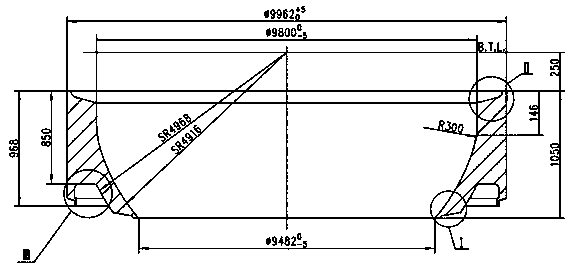 Green forging process method of transition segment