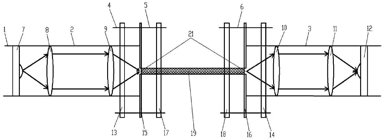 Cage structure fiber-based terahertz time-domain spectroscopy system with waveguide test module