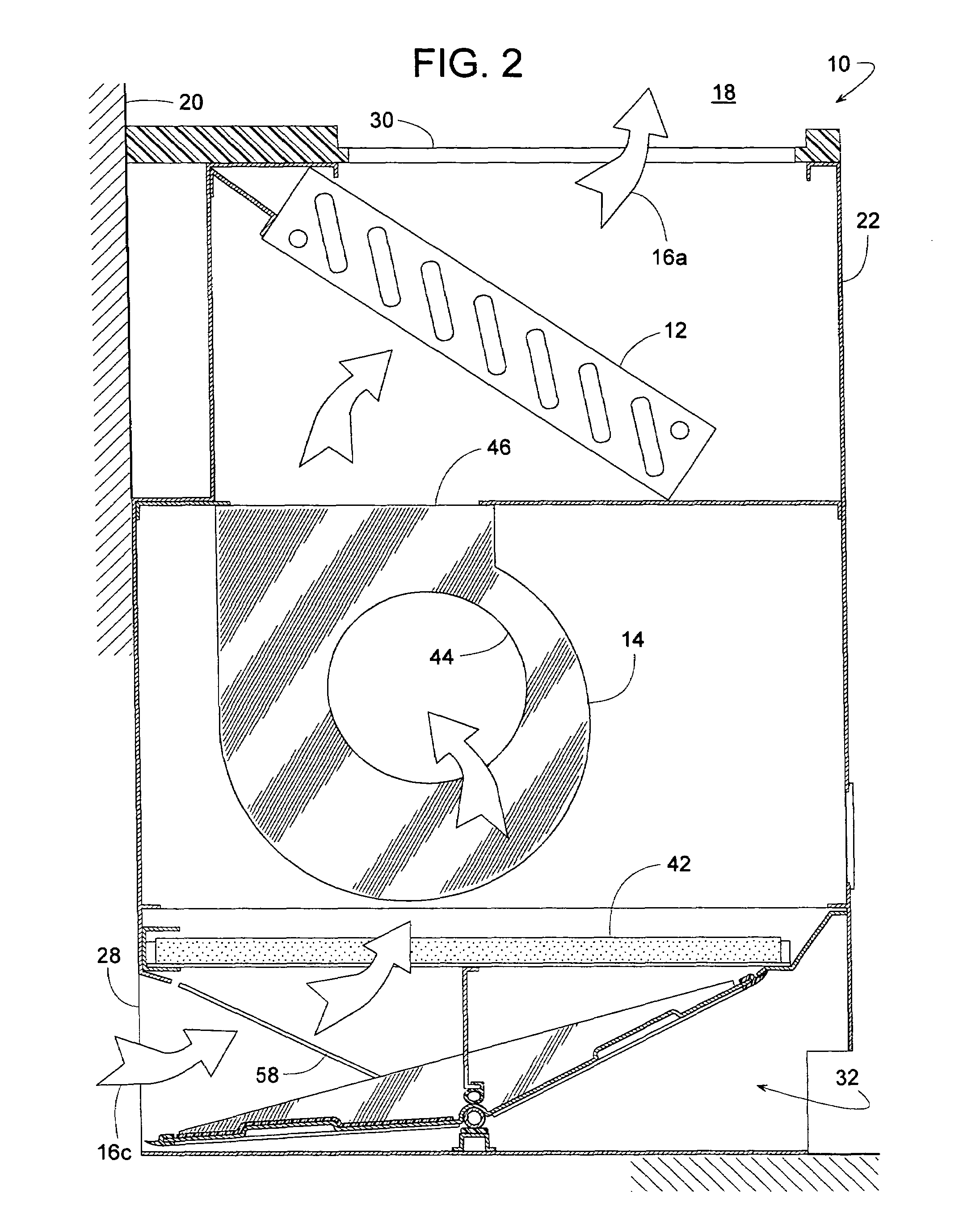 Unit ventilator having a splitter plate and a pivoting damper blade assembly