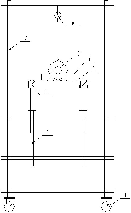 Prestressed tension auxiliary construction stage device