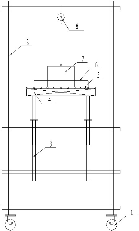 Prestressed tension auxiliary construction stage device