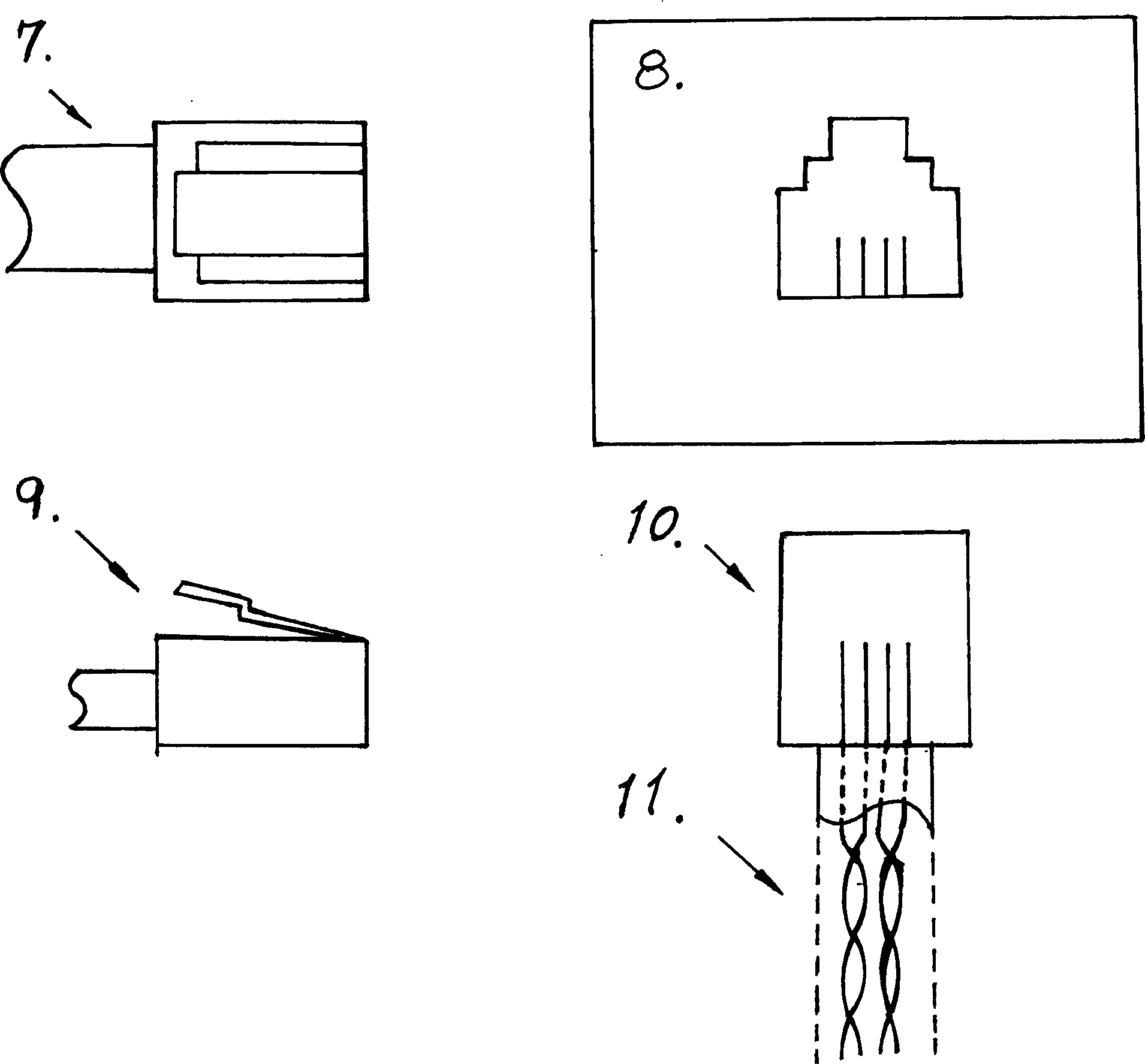 Telephone plug and socket for transmitting multiple signal