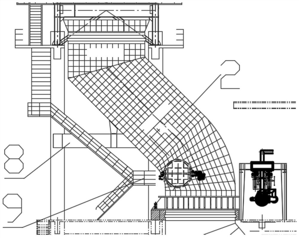 Cement kiln head waste heat boiler and cement line grate cooler integrated device