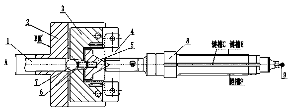 Shaft type workpiece floating clamping and driving device for four-axis machining center