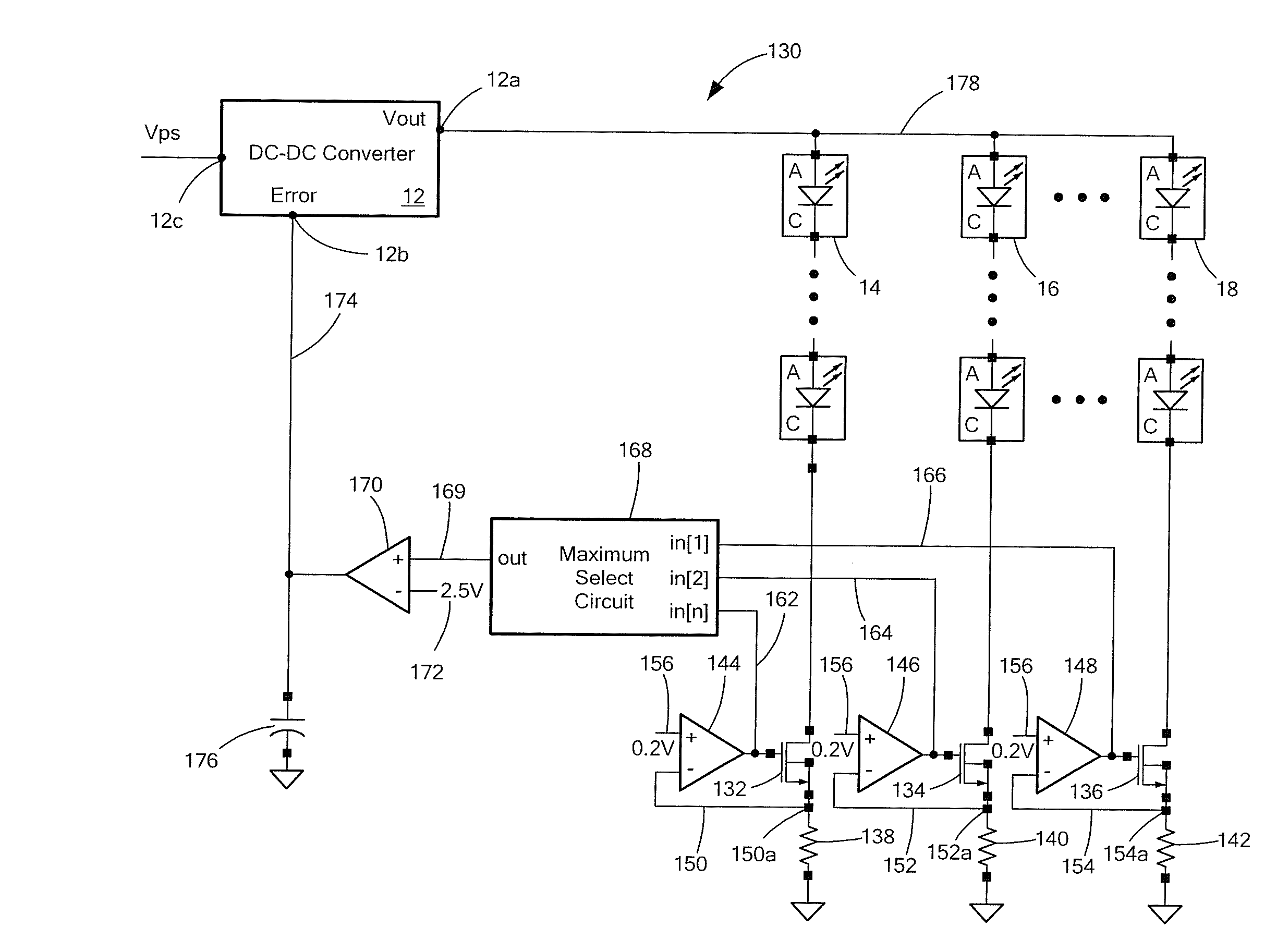 Electronic Circuits for Driving Series Connected Light Emitting Diode Strings