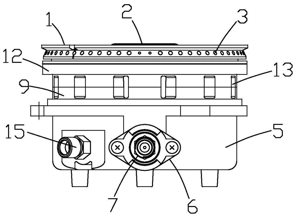 Energy-saving and high-efficiency lower air inlet gas burner and manufacturing method thereof