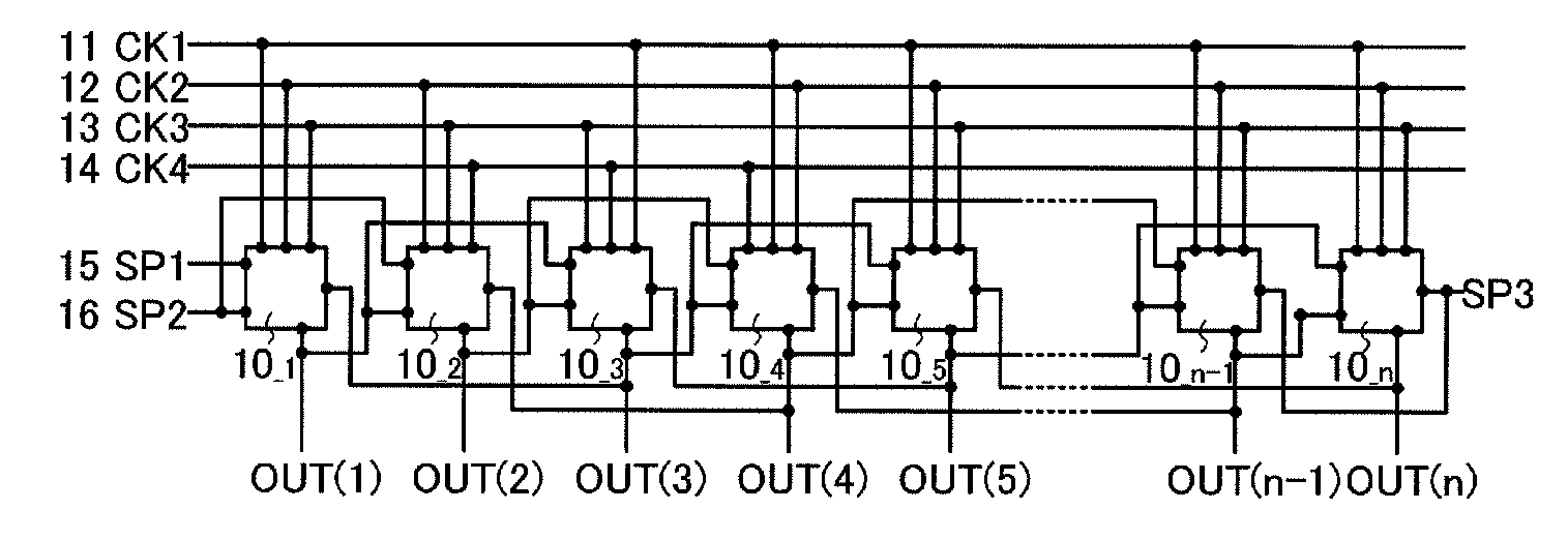 Pulse output circuit, shift register, and display device