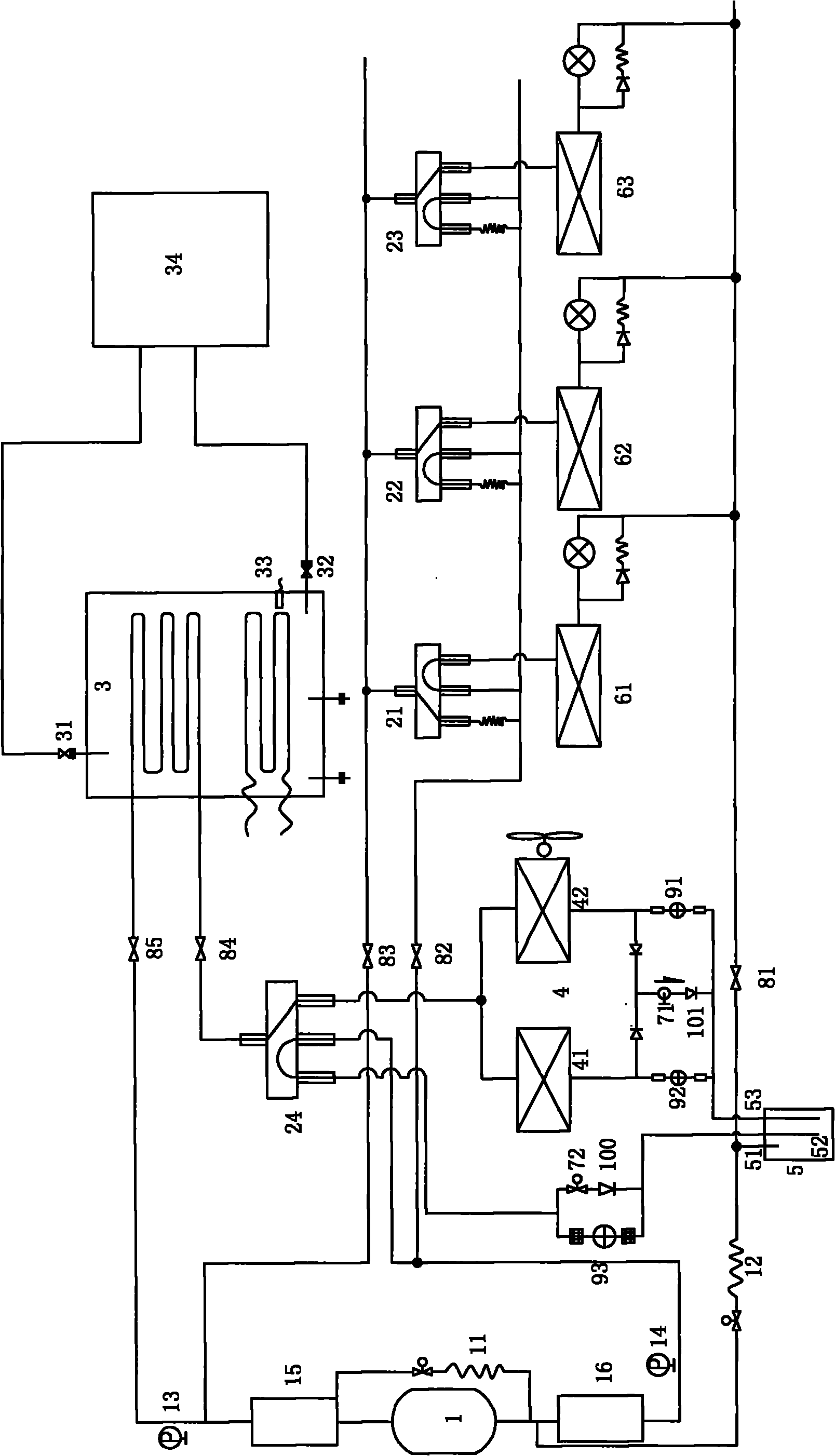 Air conditioner heat pump hot water unit and working method thereof