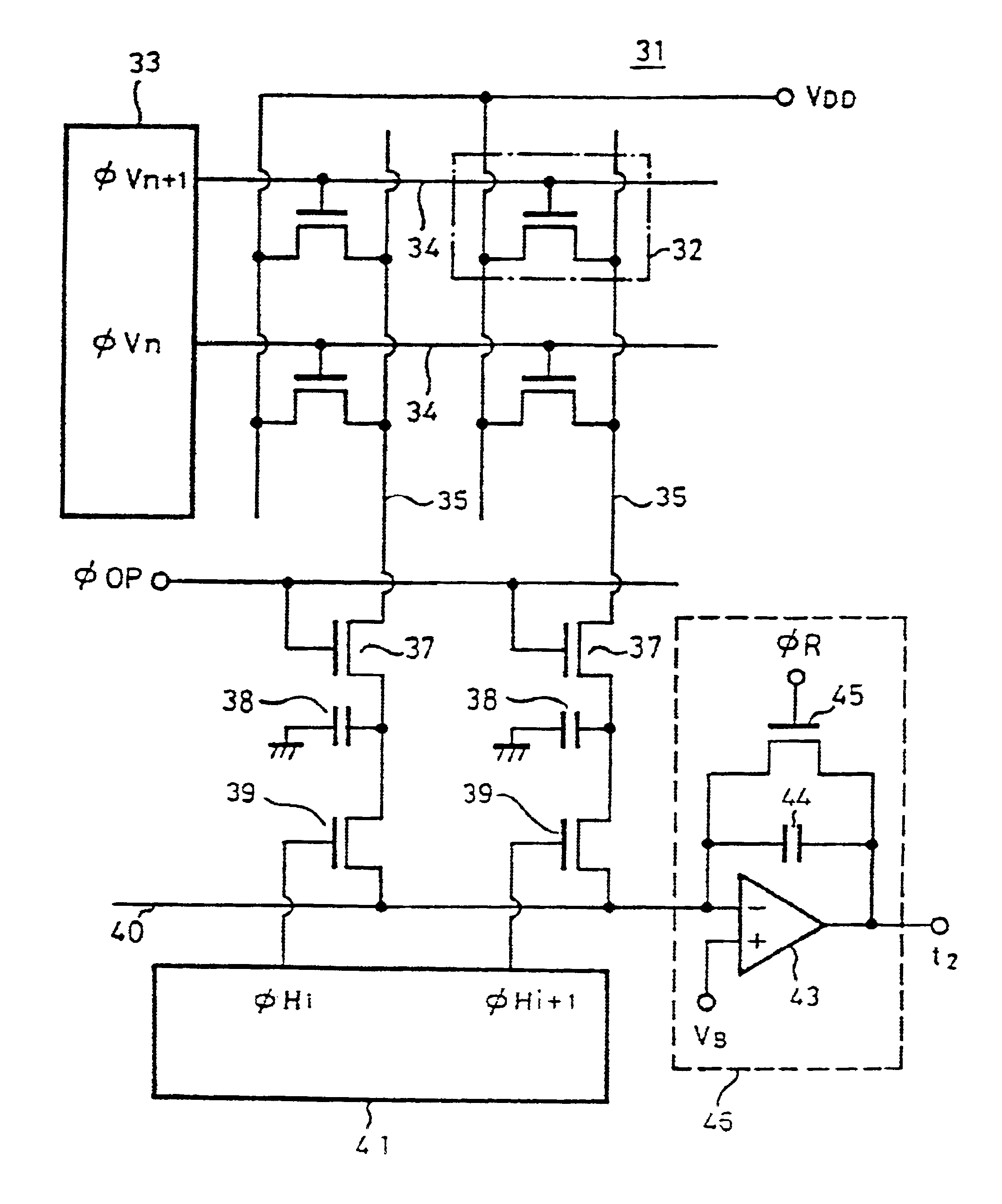 Scanning switch transistor for solid-state imaging device