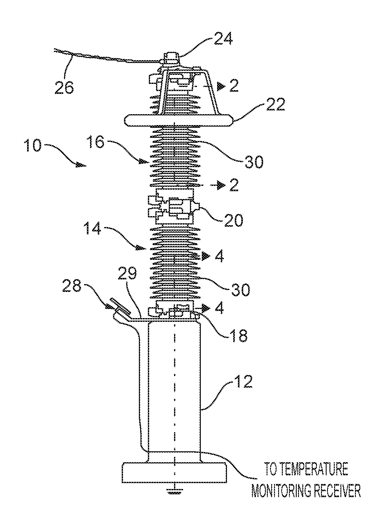 Temperature monitoring of high voltage distribution system components