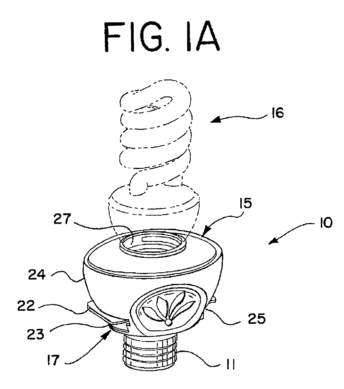 Adapter for Light Bulbs Equipped with Volatile Active Dispenser and Light Emitting Diodes