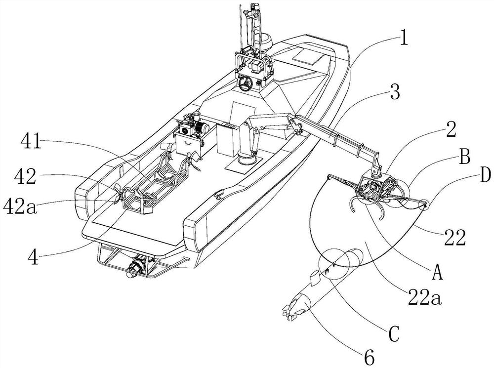 Submersible automatic laying and recovery device