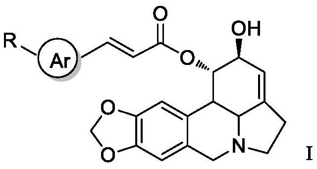 Lycorine beta-aryl acrylate derivative as well as preparation method and application thereof