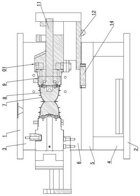 90-degree large bending rotating core pulling pipe fitting mold with inverted part