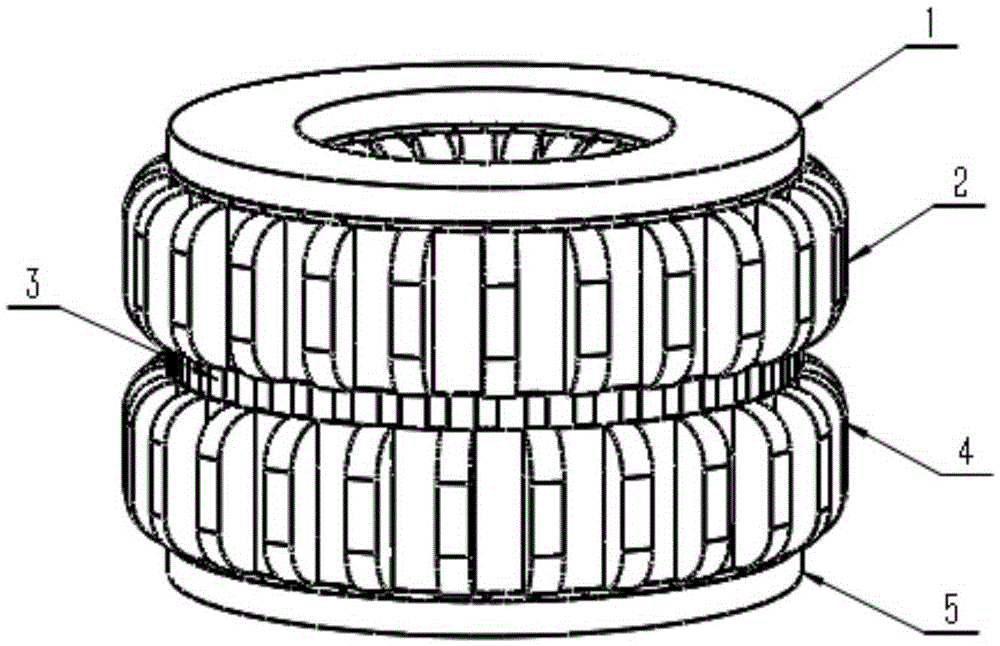 Multi-air-gap axial magnetic flow-magnetic field modulation permanent magnet motor