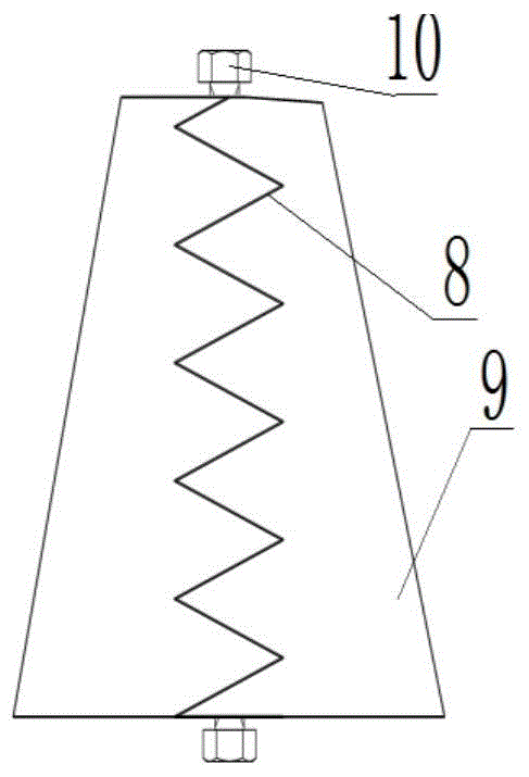 Receiver supporting base based on tapered damping elements and gradienter