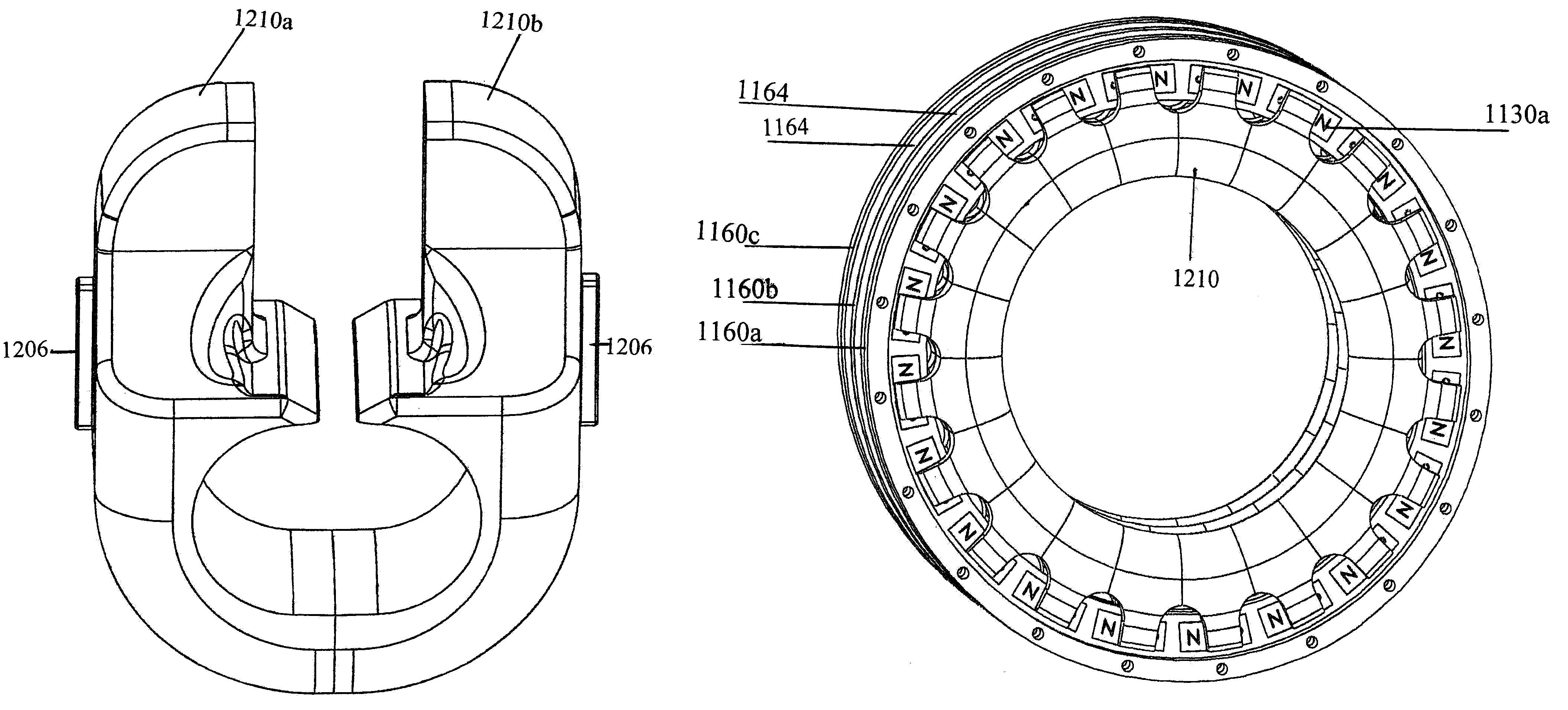 High-efficiency wheel-motor utilizing molded magnetic flux channels with transverse-flux stator